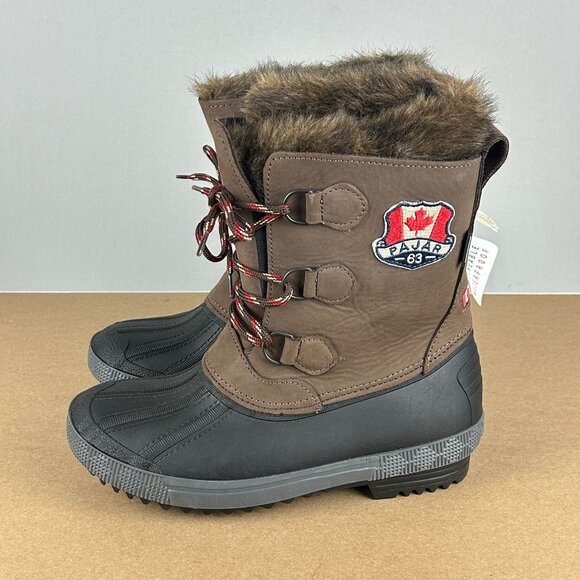 Pajar Canada Cali Winter Boots Womens 6 Wide Brown Black Waterproof Insulated - Picture 1 of 9